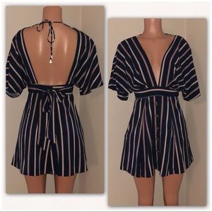 Midriff Stripe Romper dress